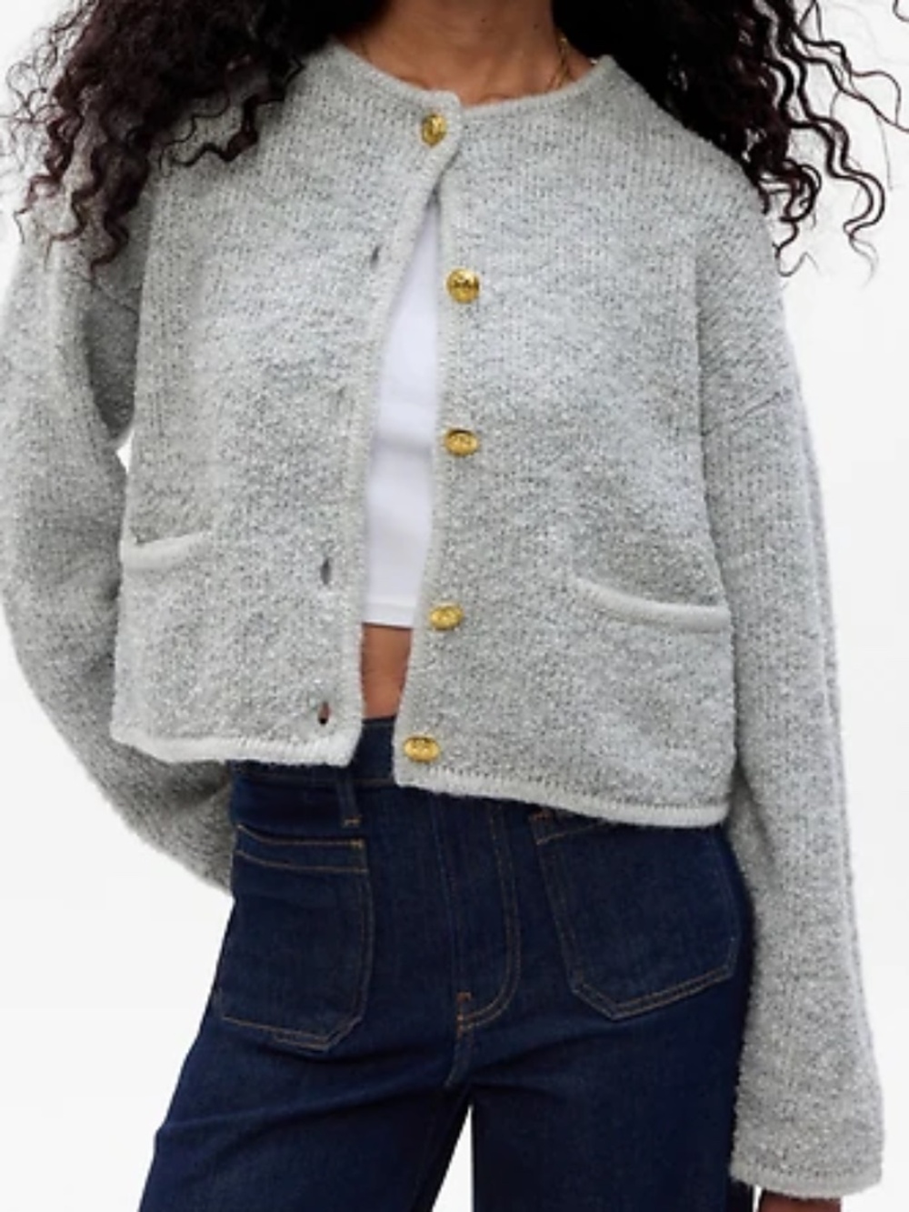 GAP Boucle Cropped Sweater Jacket